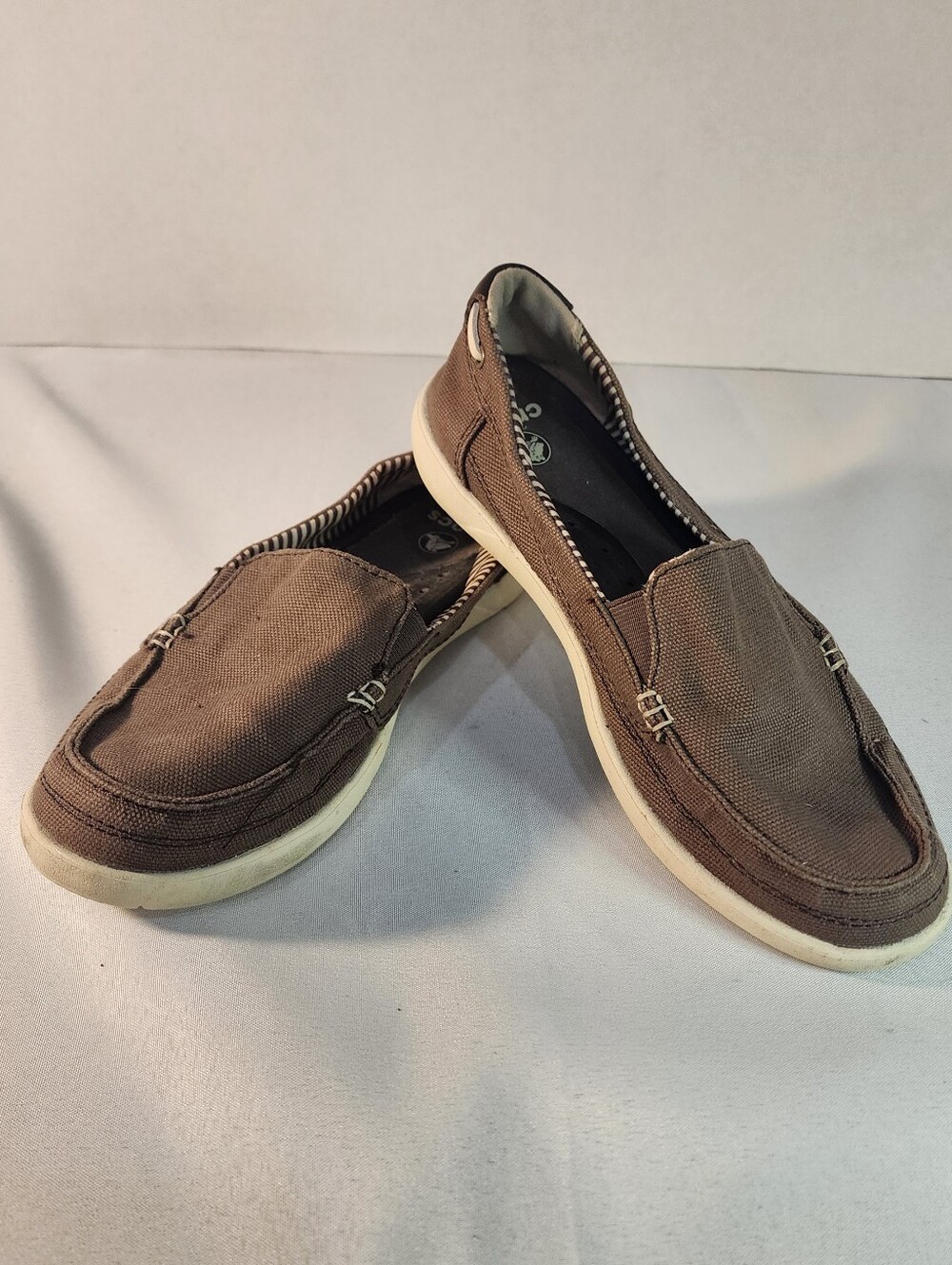 Crocs Brown Canvas Slip-on Loafers, Casual Shoes Size W8